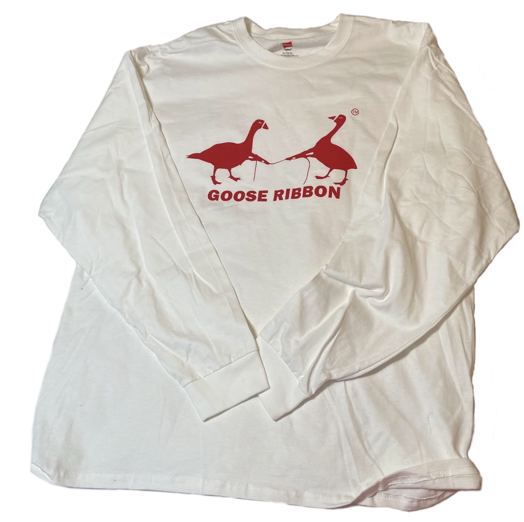 Limited Edition Goose Ribbon Tee White Red Logo - Goose Ribbon